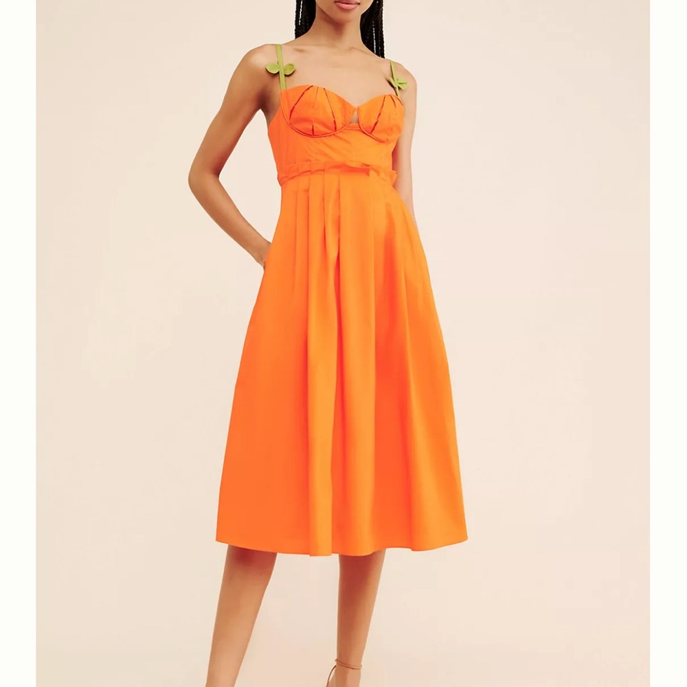 FARM Rio Orange Sleeveless Sundress for Wedding Guest